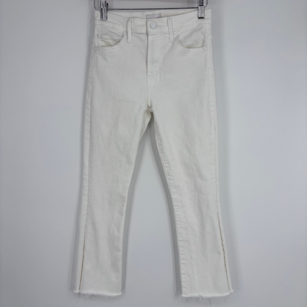MOTHER The Insider Crop Step Fray Women 25 White Jeans Fairest Of Them All *FLAW